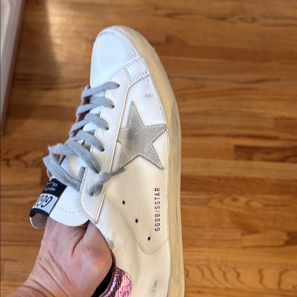 Golden Goose Women's White and Pink Star Super-Star Sneakers - Picture 2 of 8